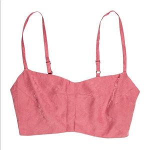 Reformation pink silk crop top